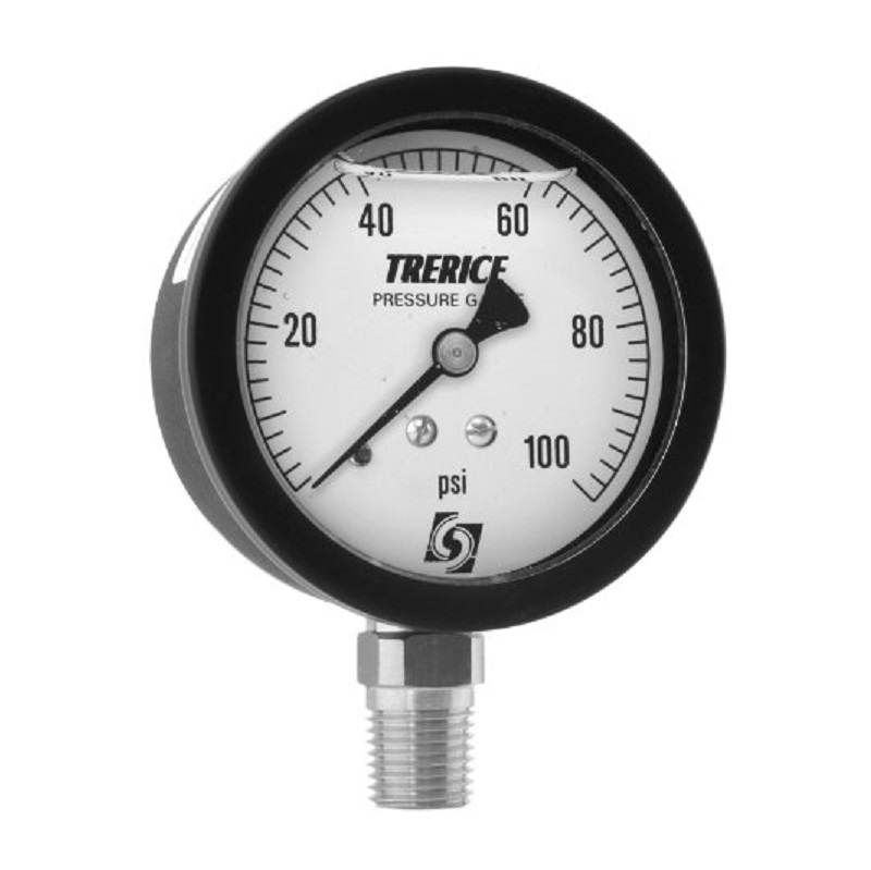 Pressure Gauge 0 to 160 PSI 2-1/2" Face Poly Case 1/4" Thread Lower Mount 